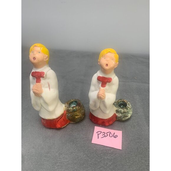 Vintage 1977 B & C Chalkware Choir Boy Candle Holders Set of 2 - Picture 14 of 14